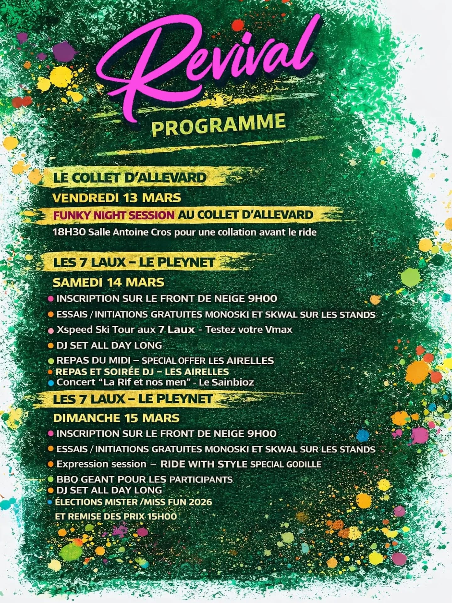 Publication Instagram du 7 mars 2026 : Weekend de folie en perspective ! Join the REVIVAL ⛷️ #monoski #skwal